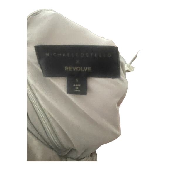 Michael Costello REVOLVE Ailana Gown Satin Adjustable Strap Side Slit Gray Small - Picture 13 of 14